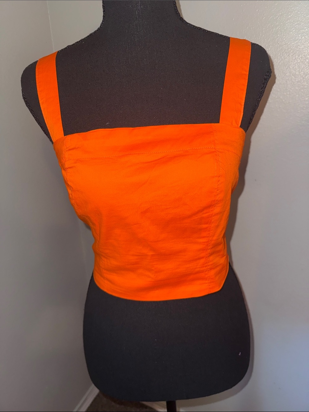 Jason Wu Bright Orange Square-Neck Crop Tank